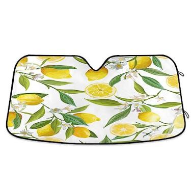 Imagem de Sombra de carro com folhas florais de frutas limão, bloqueador solar de janela, para para-brisa
