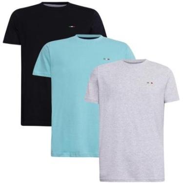 Imagem de Kit 3 Peças Camisetas Básicas Masculina FMF em Algodão Premium no Estilo Tommy Bordado Itália-Masculino