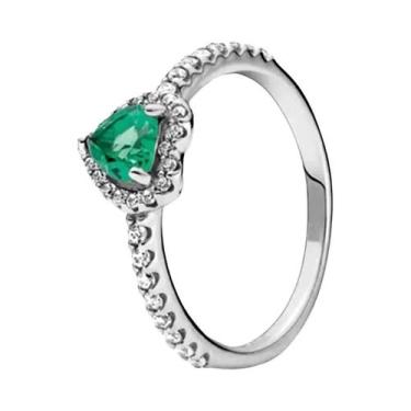 Imagem de Anel Em Forma De Coração Com Pedra Vermelha Em Prata Esterlina 925 Cor