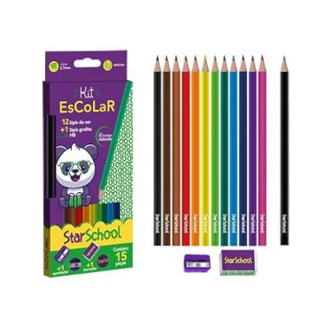 Imagem de Lapis de Cor 12 Cores + Lapis + Borracha + Apontador Sem Deposito Starschool