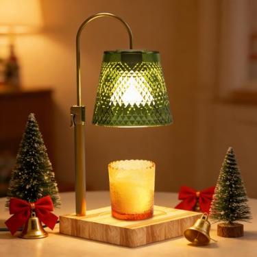 Imagem de Lâmpada aquecedor de velas com temporizador e regulador de intensidade de luz – Aquecedor elétrico de cera derretida, altura ajustável, base de madeira, 2 lâmpadas, embalagem de caixa de presente para