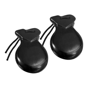 Imagem de menolana 2 peças castanholas espanholas de madeira instrumentos de percussão educativos com cordas para apresentações de músicas folclóricas aulas de música, Preto