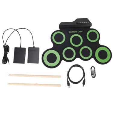 Imagem de Alomejor Conjunto de Bateria Eletrônica, Tambor de Silicone Dobrável Com 7 Almofadas e Pedal - Kit de Prática Portátil Com Fone de Ouvido para Iniciantes e Profissionais