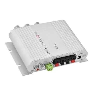 Imagem de Cryfokt Amplificador de Potência Estéreo 2.1 Amplificador Digital de Baixa Distorção para áudio Doméstico de Carro, Revestimento de Liga de Alumínio para Eliminação de Interferência, Suporta (Prata)