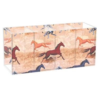 Imagem de TSENQUE Porta-canetas coloridas para cavalos galopantes, decoração de casa, escritório, copo de acrílico para canetas