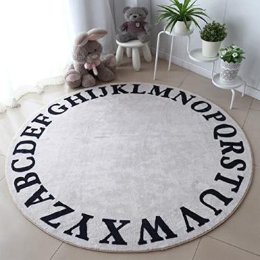 Imagem de Tapete redondo, antiderrapante, lavável, confortável, redondo, tapete de ioga para entrada, sala de estar, quarto, sofá, decoração de casa, branco, diâmetro 80 cm