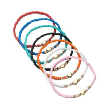 Imagem de Conjunto De Pulseiras De Contas De Arroz Coloridas Para Mulheres Com P