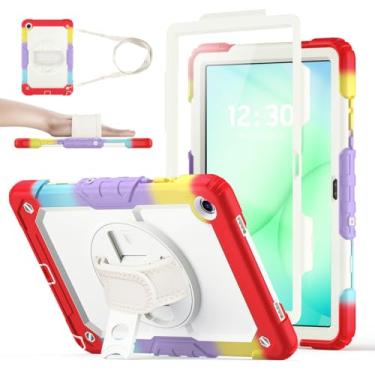 Imagem de Capa para Samsung Galaxy Tab A11+/A11 Plus 27.9 cm 2025 e A9+/A9 Plus 2023, capa de proteção contra quedas de corpo inteiro, suporte giratório de 360°, com protetor de tela integrado e alça de mão