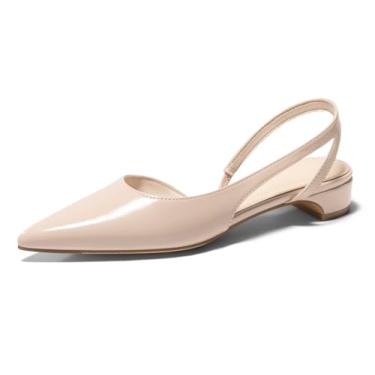 Imagem de Coutgo Sapato social feminino de salto baixo grosso, bico fino, fechado, D'Orsay, trabalho, escritório, Caqui, 37