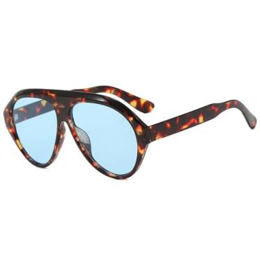 Imagem de Óculos de Sol Oversized em Gelatina, Unissex, Estilo Punk, Proteção UV400, Ideais para Esportes ao Ar Livre, Corrida e Ciclismo, Estampa de Leopardo Azul