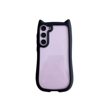 Imagem de Sunswim Compatível com Galaxy S23 Plus Capa fofa Kawaii 3D orelhas de gato meninas mulheres capa protetora transparente à prova de choque para celular para Galaxy S23 Plus-preta