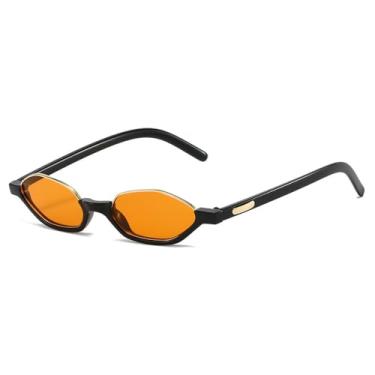 Imagem de Óculos de Sol UV400 - Olho de Gato Metálico Colorido para Homens e Mulheres, Esportes ao Ar Livre, Corrida, Ciclismo, Preto e Laranja