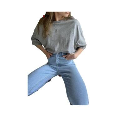 Imagem de Camisetas Básicas Femininas Oversized Em 21 Cores 100% Algodão Branco 