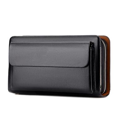 Imagem de Carteira masculina longa bolsa masculina vintage couro PU bolsa clutch bolsa de dinheiro carteiras para homens (cor: tamanho A: tamanho único)