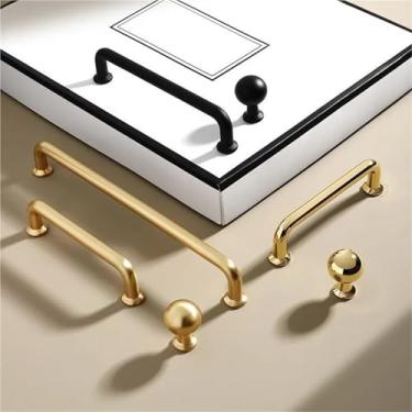 Imagem de HTNAFONI Puxadores e puxadores de gaveta de armário de móveis de furo único de liga de zinco sólido dourado 1 peça (preto 96 mm)