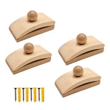 Imagem de Upriver 4 peças de cabides de tapeçaria pequenos, ganchos de colcha para pendurar na parede, grampos de cobertor, exibição de tapete, clipes de parede de madeira para pendurar