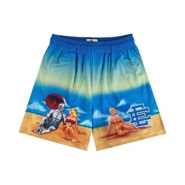 Imagem de Shorts Masculinos De Malha Floral Para Academia, Basquete E Praia, Est