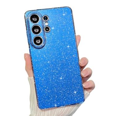Imagem de MINSCOSE Compatível com Samsung Galaxy S26 Ultra Glitter, Linda Estética Bling Fina À Prova de Choque Brilhante Capa para Samsung Galaxy S26 Ultra para Mulheres Meninas - Azul Escuro