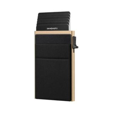 Imagem de Carteira Masculina Slim Minimalista De Metal Anti-RFID Porta-Cartões M