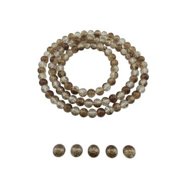 Imagem de DandS ltd Contas de vidro Crackle Lampwork para fabricação de joias, champanhe, pulseiras vibrantes, colares, brincos, suprimentos de miçangas e kits de artesanato para joias artesanais, 80 peças de