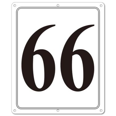 Imagem de i-CowFun Placa numerada de metal premium ao ar livre, refletiva 30,5 cm x 25,4 cm grandes placas numéricas de alumínio 66 para estacionamento, quadra de tênis, campo, armazém, corredor, edifício, doca