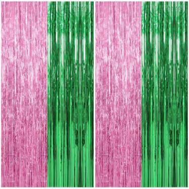 Imagem de AMCAMI Conjunto de 4 peças de decoração de festa com pano de fundo malvado, cortina de tinsel e franjas para aniversário, cabine de fotos e suprimentos de Halloween