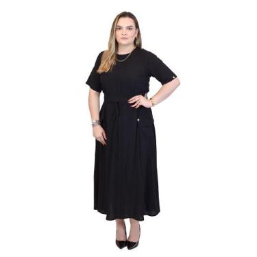 Imagem de Conjunto Casual Blusa Manga Curta + Saia Longa  Mavie, Preto, P