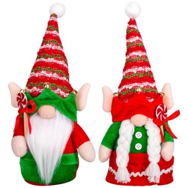 Imagem de Herzila 2 peças de decorações artesanais de gnomos de elfo de Natal, pelúcia de gnomo de Natal com sino para decorações de Natal - presentes de Natal, decorações de mesa de escritório em casa