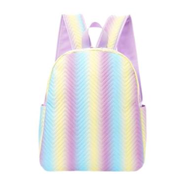 Imagem de OIIBWQ Mochila casual ajustável e leve para meninas, meninos e adolescentes, ideal para a escola, Arco-íris