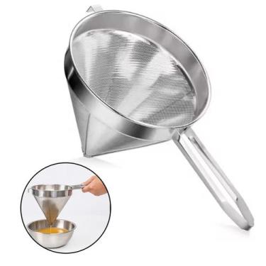Imagem de Peneira Cônica Chinoy Coador De Óleo 20Cm Inox com Descanso FRG0363 Fr