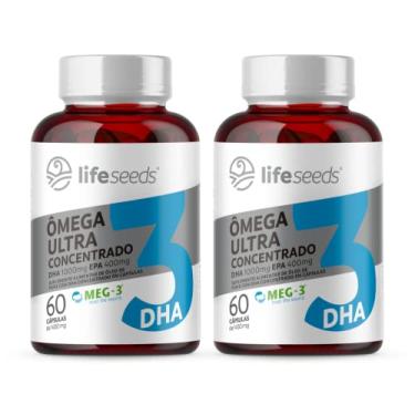 Imagem de Ômega 3 Ultra Concentrado DHA 1.000mg EPA 400mg - Certificação Internacional MEG-3-2 Potes – 120 Cápsulas