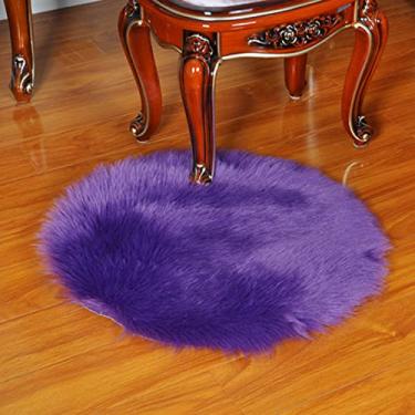 Imagem de Tapete Redondo de Lã Imitada Europeia Macio Quente Confortável Forro Camurça Falsa para Quarto Sala Estar Decoração Casa Ideal Pisos Cerâmica Madeira