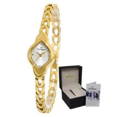 Imagem de Relógio Dourado Champion Mulher Delicado Original de Pulso-Feminino