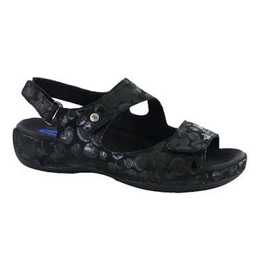 Imagem de Wolky Sandálias rasteiras femininas, 12 a 100 círculos pretos, 35