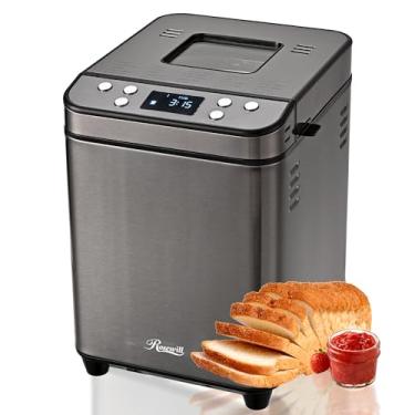 Imagem de Rosewill Máquina de fazer pão automática, 25 em 1 com 3 tamanhos de pão, até 2 libras (700 W), alta potência, aquecimento duplo, com revestimento antiaderente sem BPA, temporizador
