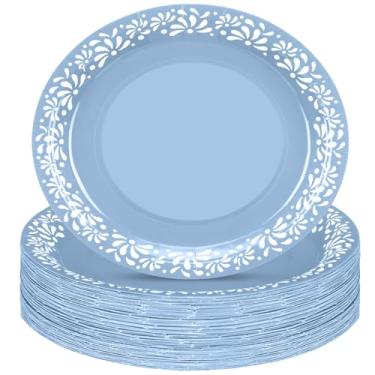 Imagem de Yungyan 50 peças de 30 cm azul Platos de Barro Cielito Pratos de papel mexicano Cielito Lindo lembrancinhas de festa para decoração de festa de casamento de aniversário Talavera