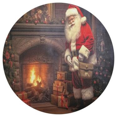 Imagem de xigua Jogo americano redondo de Natal Papai Noel, tapete de mesa redondo antiderrapante resistente ao calor, tapetes de mesa de 48 cm para decoração de cozinha, jantar e festa