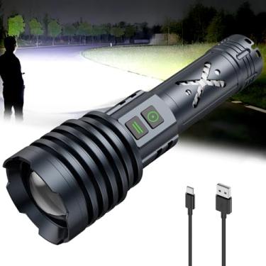 Imagem de Osgal Lanternas recarregáveis 2000.000 lúmens altos, lanterna de LED super brilhante, 6 modos com zoom, bateria de alta potência, à prova d'água, tática portátil para acampamento, casa, emergência