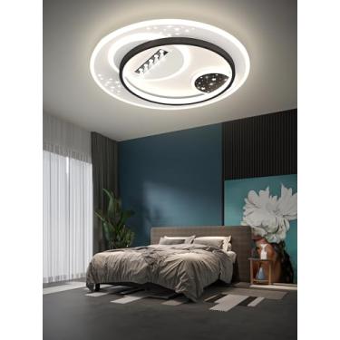 Imagem de Luminária de teto LED moderna para sala de estar com controle remoto, dimerizável (3000K-6000K), econômica, semi-embutida, ideal para quarto, sala de estar, escritório e sala de estudos (Est