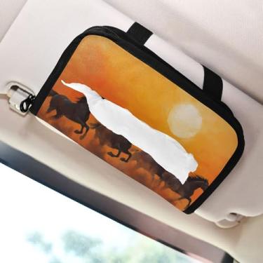 Imagem de SEHANY Suporte de lenços de carro Majestic Horse, caixa de lenços para carro, viseira solar, porta-guardanapos retangular, dispensador de máscara de carro, caixa de lenços de papel para automóveis