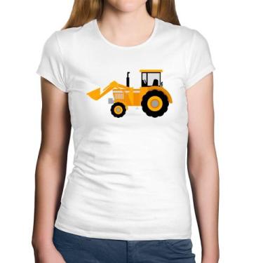 Imagem de Baby Look Algodão Trator Pá Carregadeira Amarelo - Foca na Moda, Branc