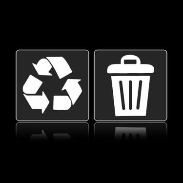 Imagem de DOPENSPI 20 adesivos de lixo e reciclagem, placas de reciclagem e lixo, etiquetas transparentes de vinil autoadesivas, etiquetas transparentes para lixeira de PVC à prova d'água para cozinha de