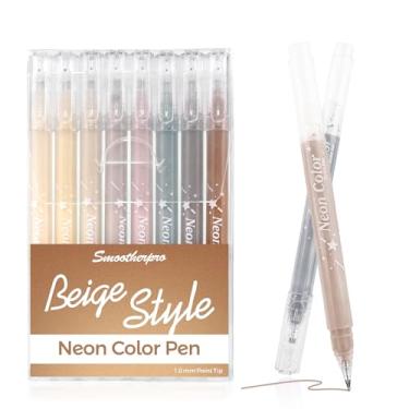 Imagem de SMOOTHERPRO Canetas de gel coloridas | Conjunto de 8 canetas esferográficas de ponta bege de 1,0 mm | Canetas gelatinosas para destaque, papel, arte, desenho, esboço, scrapbook, ilustração, Bullet