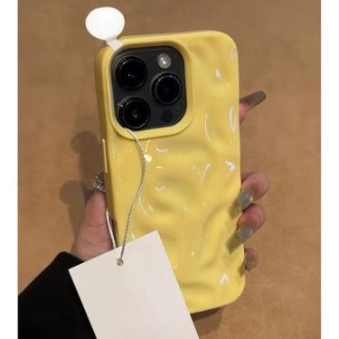 Imagem de Capa para celular em formato de onda para iPhone 15/16/11/12/13/14 Pro Max/16 Plus, amarela, para iPhone 16 Pro Max