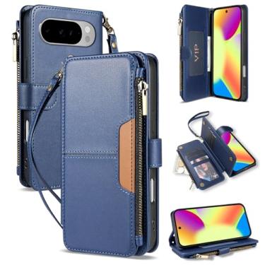 Imagem de Neiye Capa carteira para Google Pixel 10 Pro XL com porta-cartões fashion couro PU fecho magnético fecho de correr capa protetora para celular Google Pixel 10 Pro XL (17,3 cm - azul)