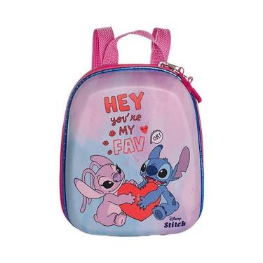Imagem de Mochila Escolar Infantil De Costas Stitch E Angel Rosa
