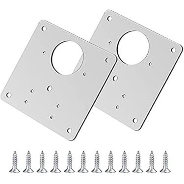 Imagem de FVJKNWTY Placa de reparo de dobradiça de aço inoxidável instalação de reparo de dobradiça de porta de armário placa fixa placa de reparo de dobradiça placa de instalação de dobradiça (cor: 2 peças)