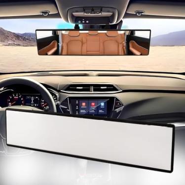 Imagem de NINGFIST Espelho retrovisor panorâmico universal espelho de carro grande angular espelho cego convexo espelho retrovisor essencial acessórios para carros SUV caminhões veículos (270 mm-branco)