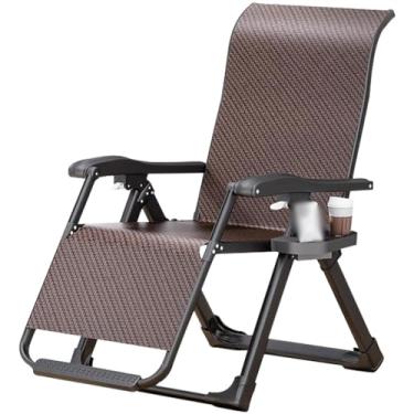 Imagem de Cadeira reclinável para uso interno ergonomicamente projetada, cadeira reclinável dobrável ajustável com encosto alto, confortável cadeira de vime com gravidade zero, fácil de armazenar
