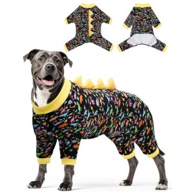 Imagem de CuteBone Pijama de fantasia de dinossauro para cães, casaco de dormir de veludo de cristal de elastano elástico para cães pequenos, roupas macias e quentes para o clima frio, pulôver aconchegante